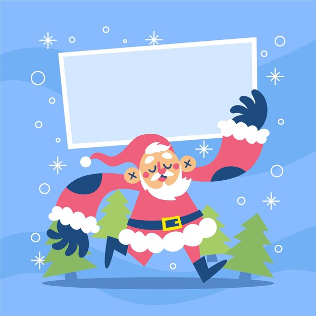 Christmas character holding blank banner