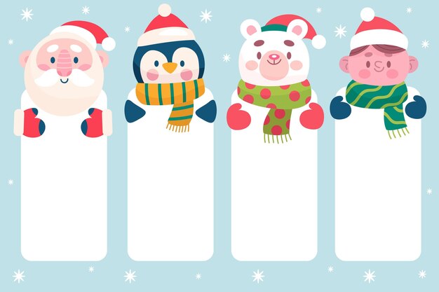 Christmas character holding blank banner