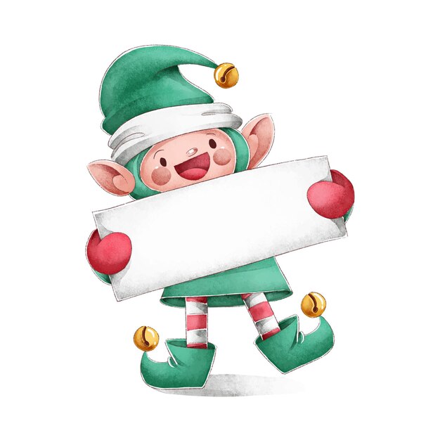 Christmas character holding blank banner