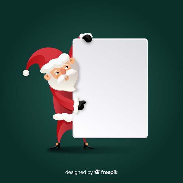 Christmas character holding white empty card