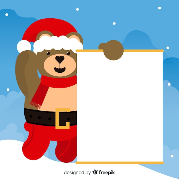 Christmas character holding white empty card