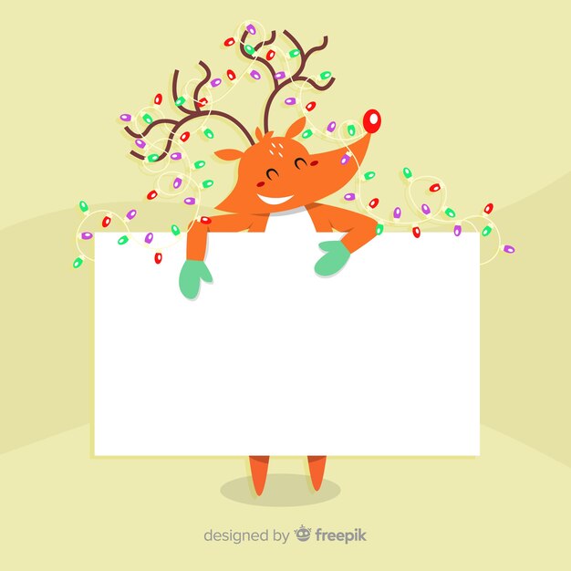 Christmas character holding white empty card