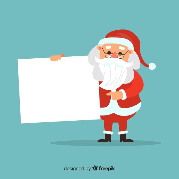 Christmas character holding white empty card