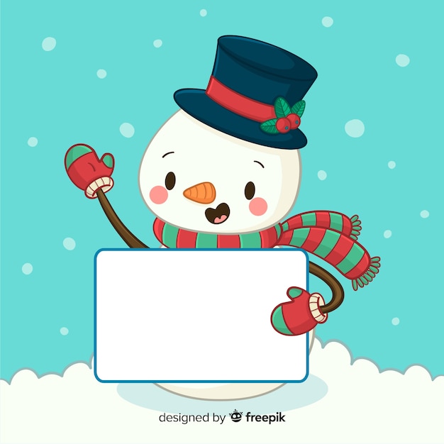 Christmas character holding white empty card