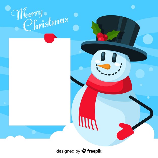 Christmas character holding white empty card