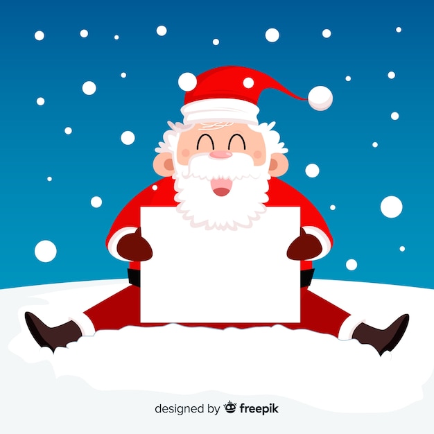 Free vector christmas character holding white empty card