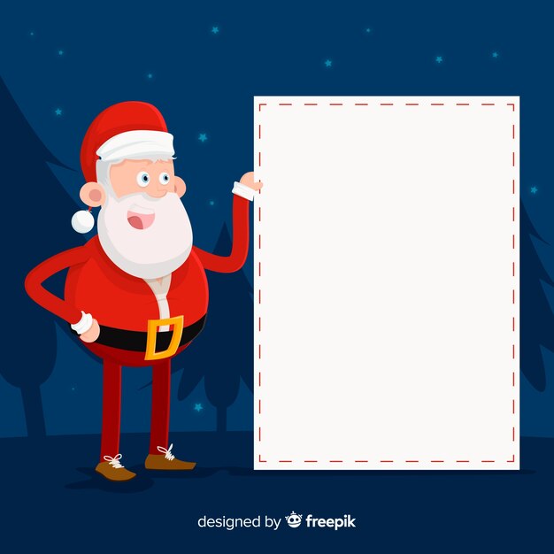 Christmas character holding white empty card