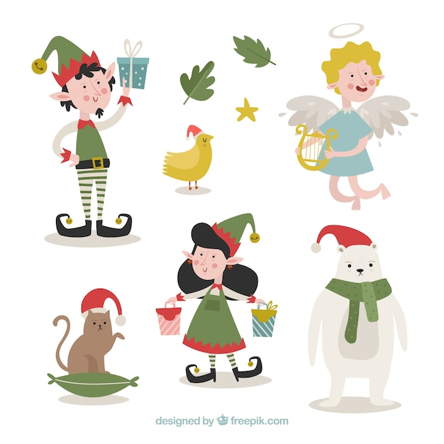 Free vector christmas character set