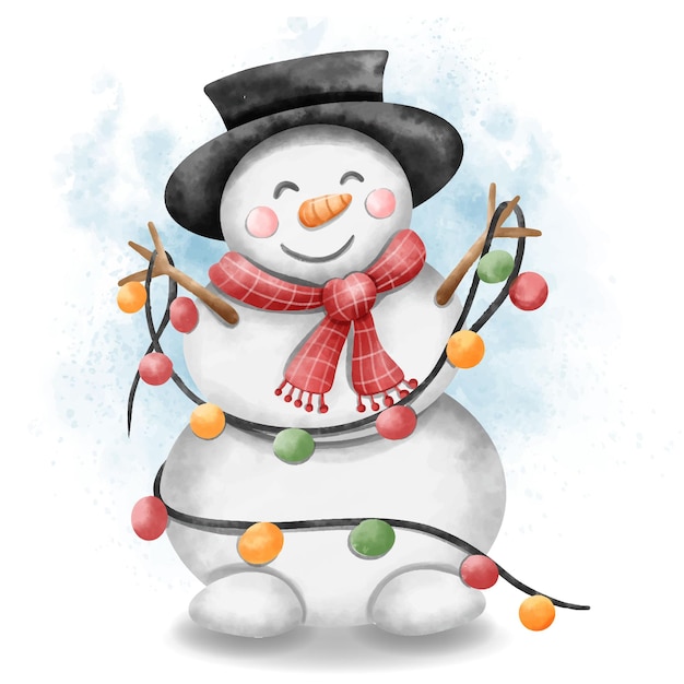 Free vector christmas character snowman with baubles