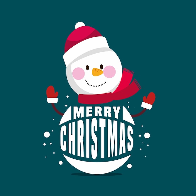 Free Vector christmas character with lettering illustration