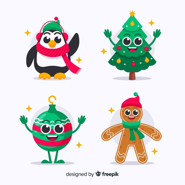 Christmas characters collection in flat design