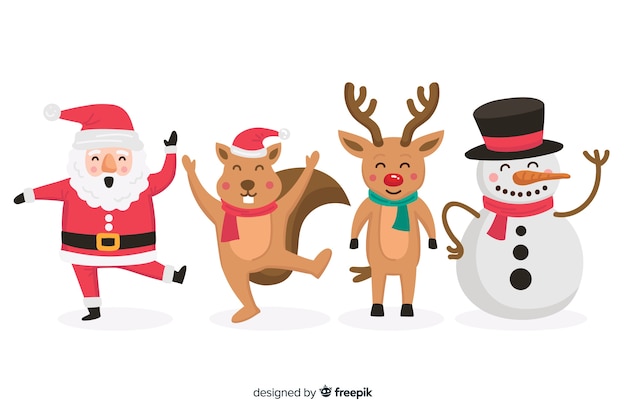 Christmas characters collection in flat design