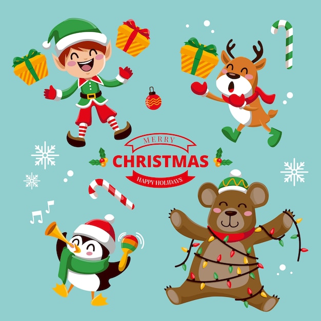 Christmas characters collection in flat design