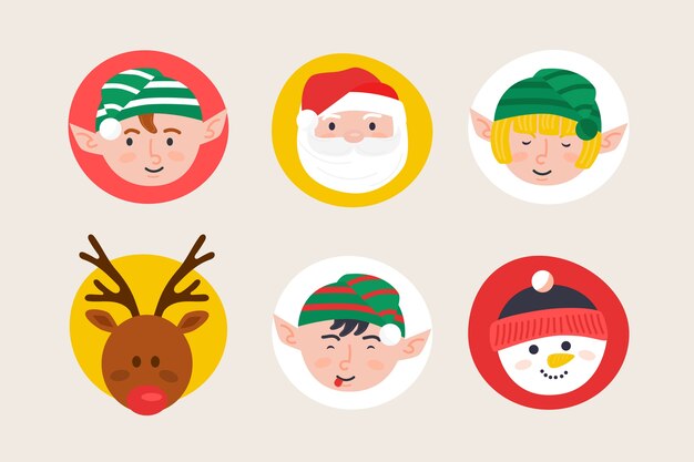 Christmas characters collection in flat design