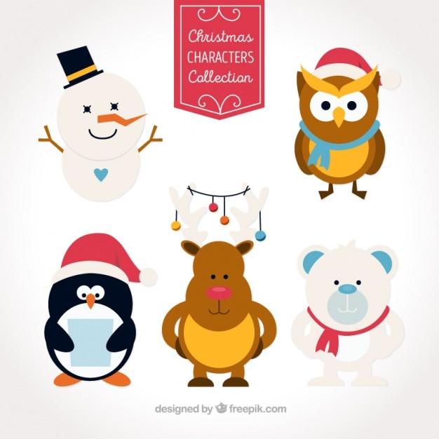 Free Vector christmas characters in flat design