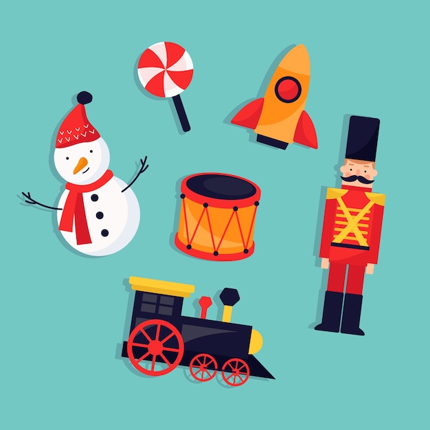 Christmas children toys flat design