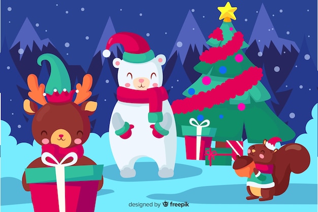 Christmas concept with flat design background