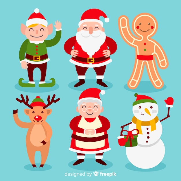 Christmas cute character collection in flat design