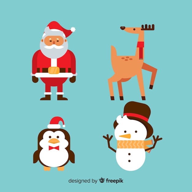 Christmas cute character collection in flat design