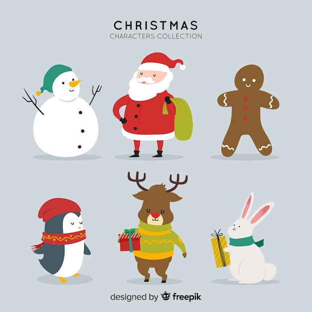 Christmas cute character collection in flat design