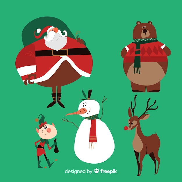 Christmas cute character collection in flat design