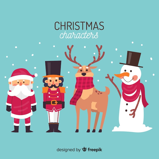 Christmas cute character collection in flat design