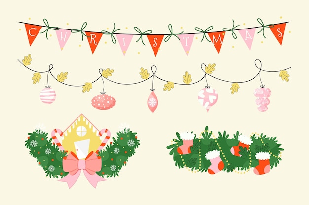 Free vector christmas decoration in flat design