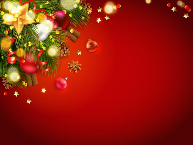 Christmas decoration with red background