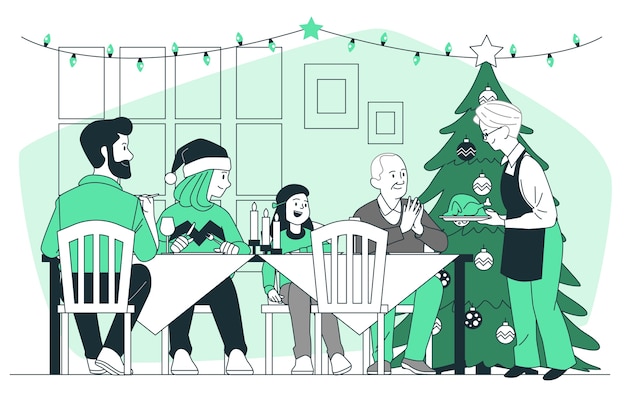 Free Vector christmas dinner concept illustration