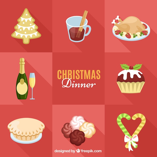 Free Vector christmas dinner food