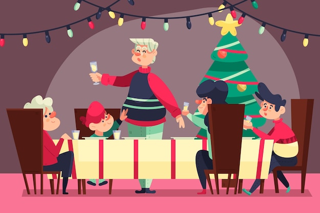 Free Vector christmas dinner scene