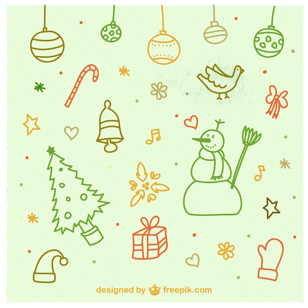 Free Vector christmas doodles set  