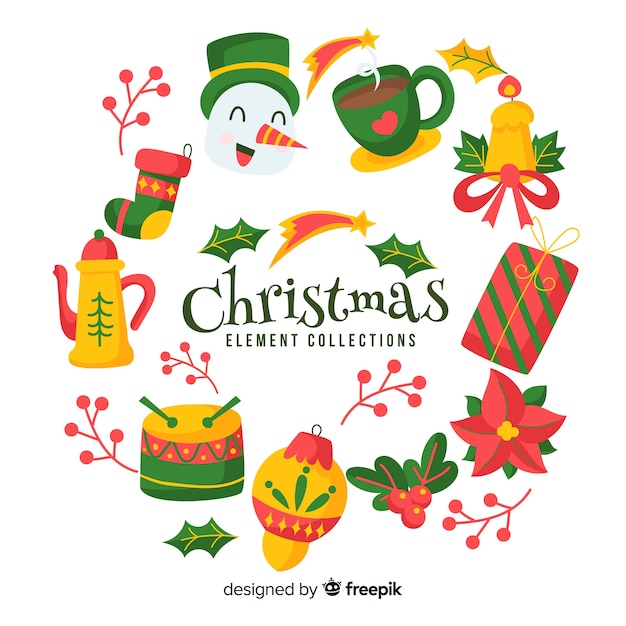 Christmas element collection flat design style