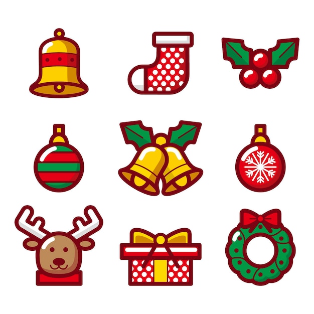 Christmas element collection in flat design