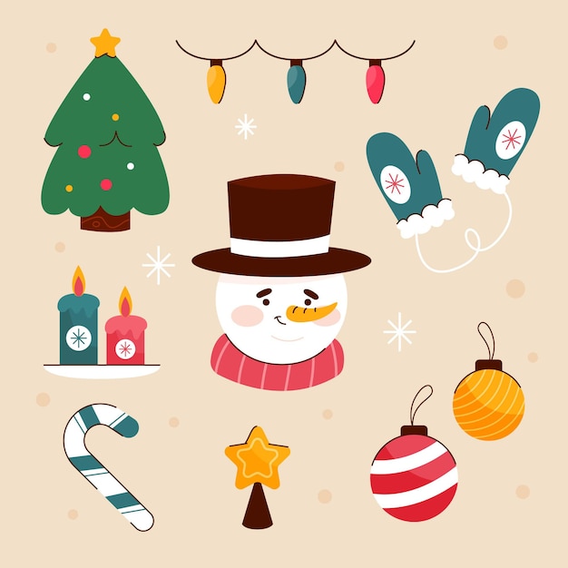 Christmas element collection in flat design