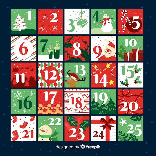 Free Vector christmas elements advent calendar