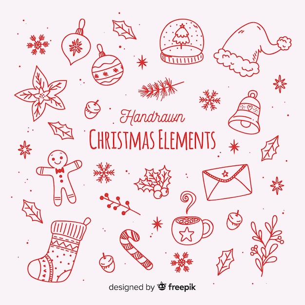 Free Vector christmas elements collection in hand drawn style