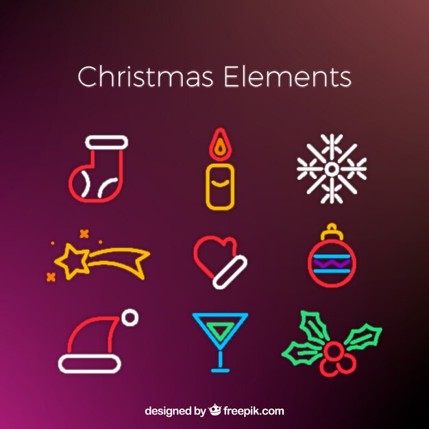 Christmas elements in neon