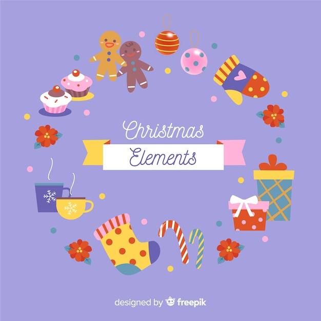 Christmas elements sample in flat design