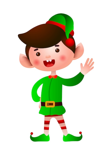 Christmas elf waving hand illustration