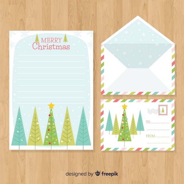 Free Vector christmas envelope and letter