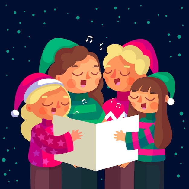 Christmas family scene concept in flat design