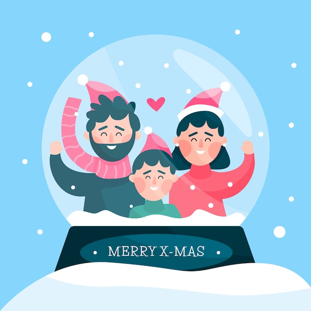 Christmas family scene concept in flat design