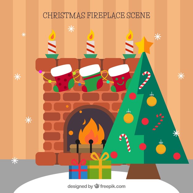 Christmas fireplace background