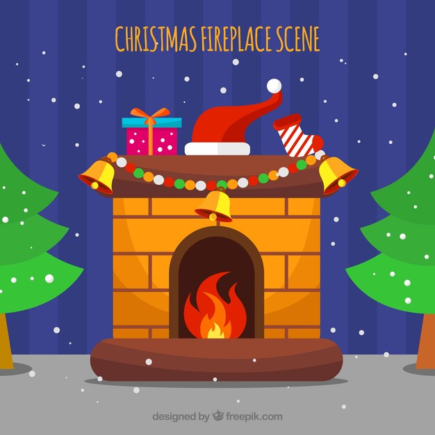 Christmas fireplace background