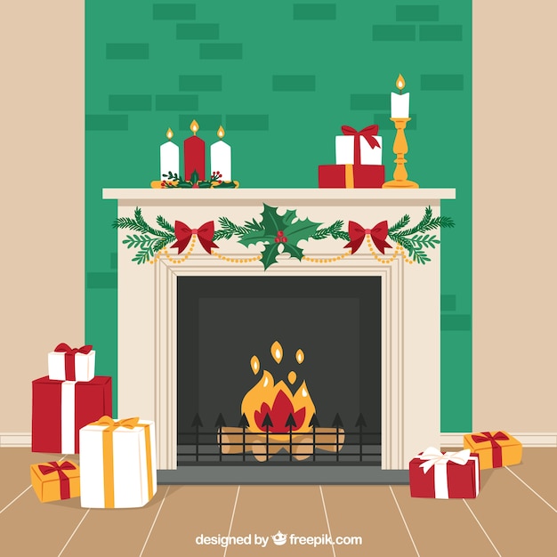 Christmas fireplace background