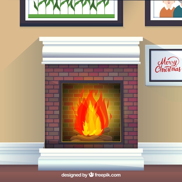 Free Vector christmas fireplace background