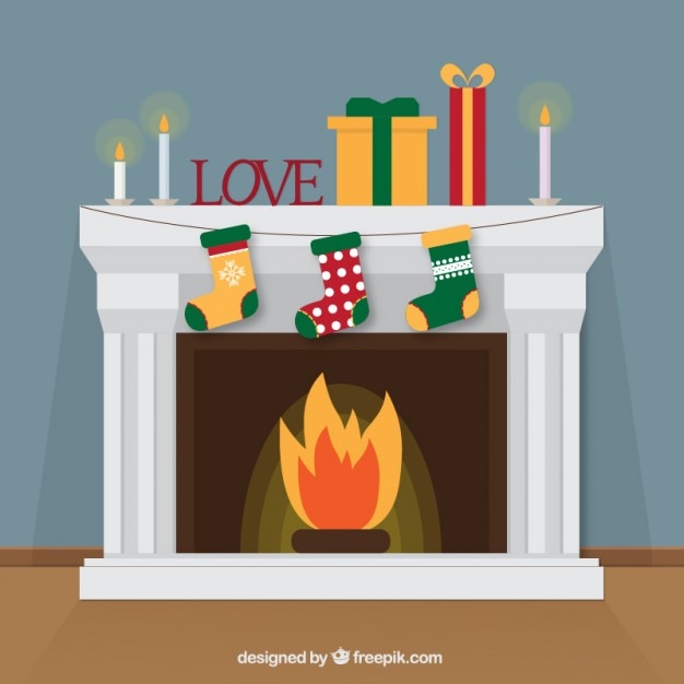 Free Vector christmas fireplace illustration