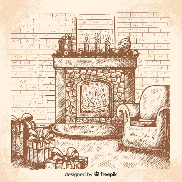 Free Vector christmas fireplace