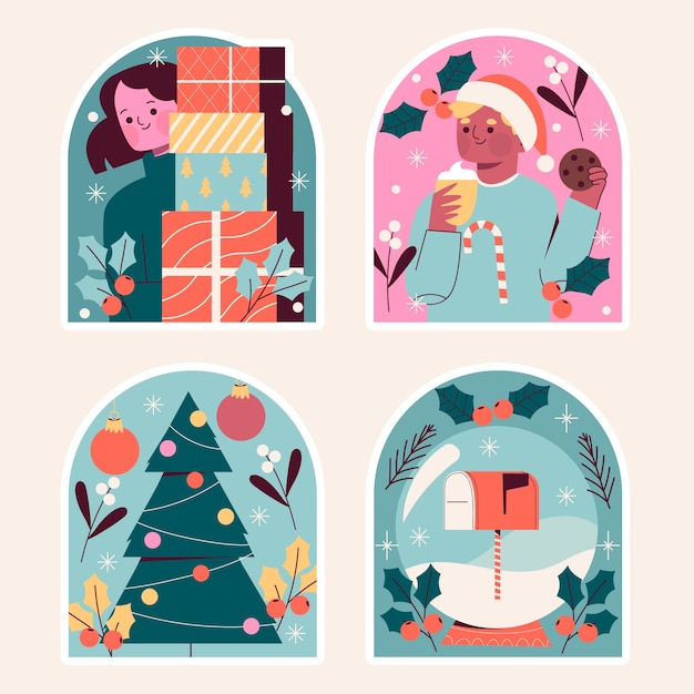 Christmas flat design design stickers